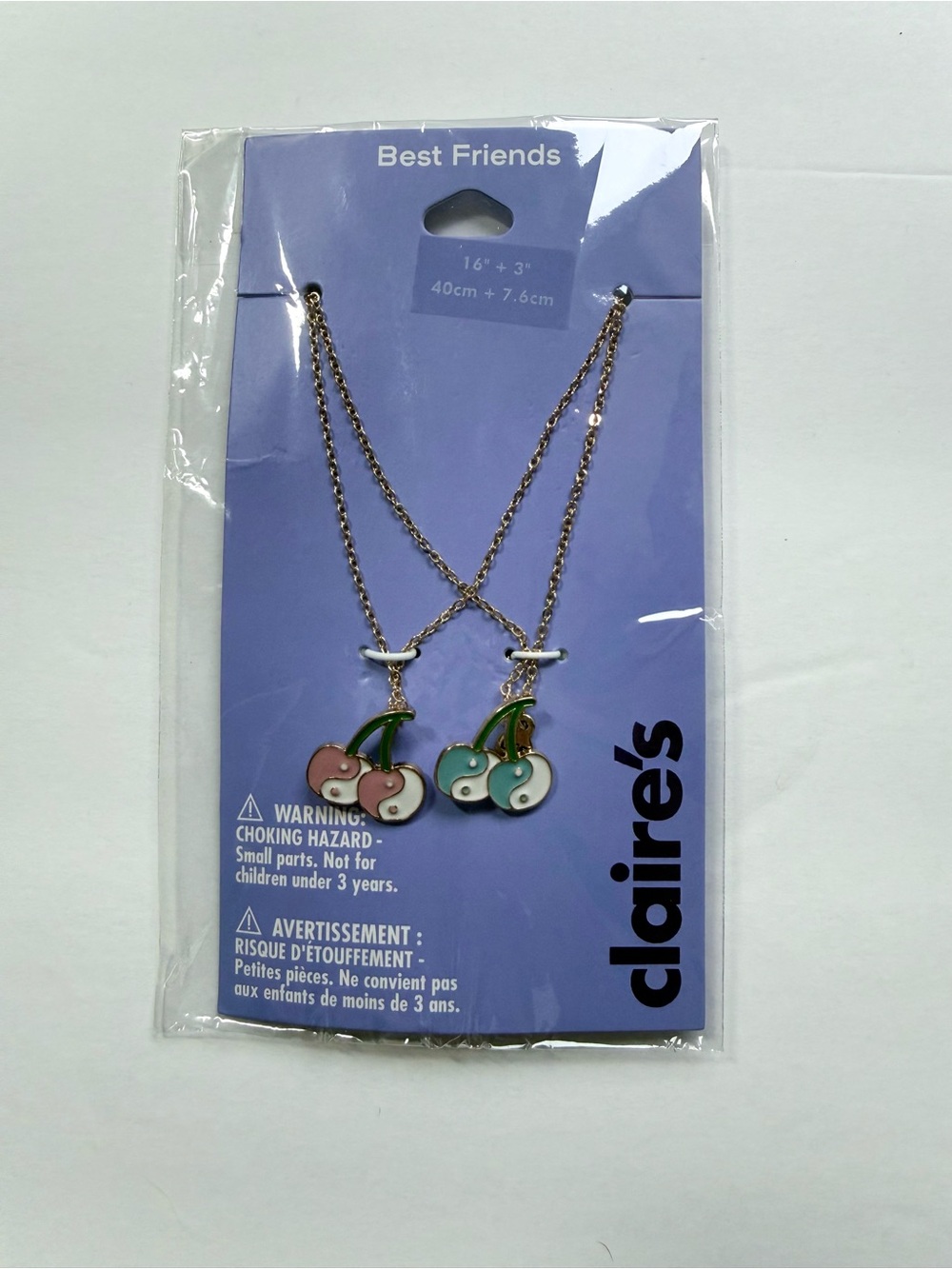 Claire's Pink & Teal Cherry Best Friends Necklace Set